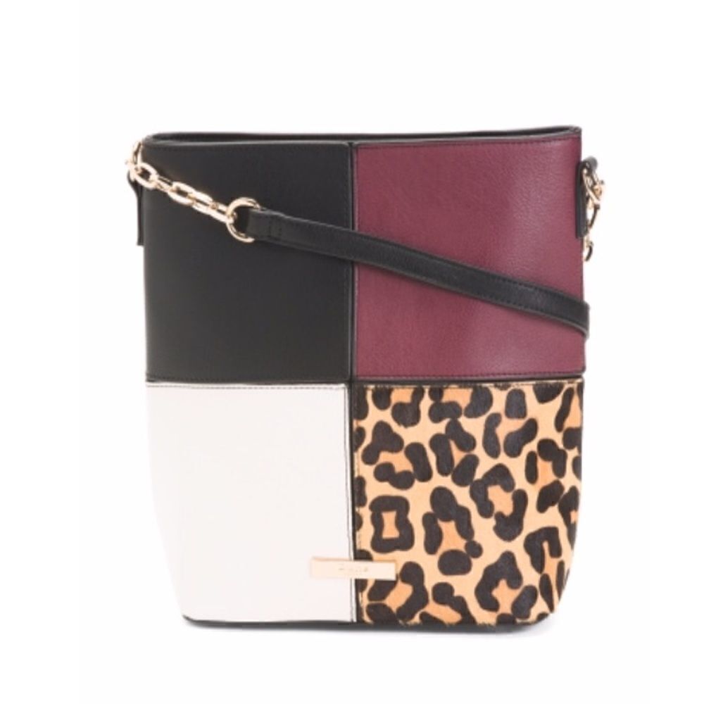 NWT Black White Crossbody Leather Bag